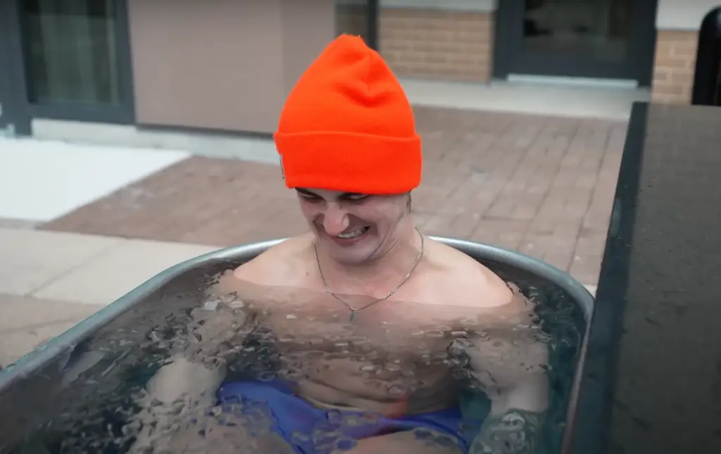 man in ice bath